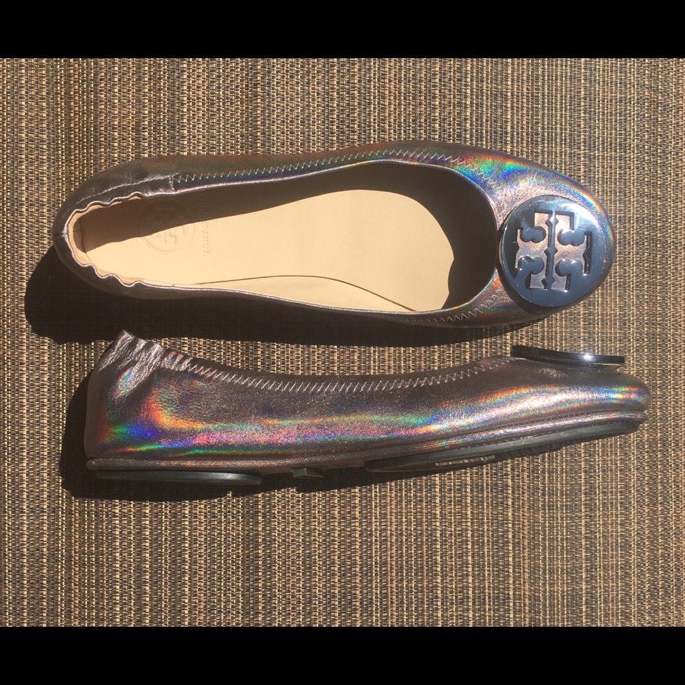 Tory Burch Minnie packable flat hologram gunmetal - Picture 6 of 8